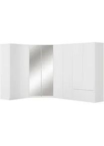 Rauch Möbel Eckkleiderschrank , Weiß , Holzwerkstoff , 8 Fächer , 2 Schubladen , 208x197x298 cm , Blauer Engel, Goldenes M, BQ - Bündnis für Qualität, Made in Germany , Schrankfront mit Spiegel , Schlafzimmer, Kleiderschränke, Eckschränke