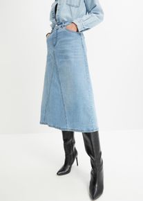 Jupe en jean extensible taille haute - bleu - taille 48 avec coton - bonprix