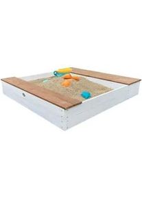 AXI Ambia Garden Sandkasten , Weiß, Braun , Holz , Hemlocktanne , 117x18.7x119 cm , unisex , EN 71, CE, FSC 100% , hoher Rand, mit Holzschutz vorbehandelt , Freizeit & Co, Gartenspielzeug, Sandkästen