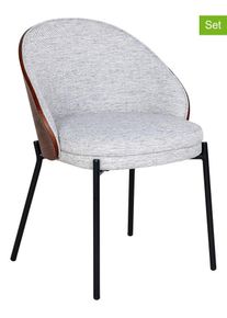 House Nordic 2-delige set: eetkamerstoelen lichtgrijs/bruin - (B)55 x