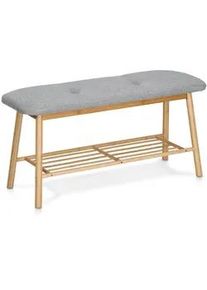 zeller Present Schuhbank , Naturfarben , Holz, Textil , Bambus , 90x44x30 cm , Garderobe, Schuhaufbewahrung, Schuhregale