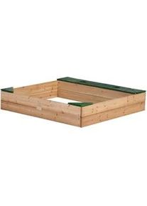 Ambia Garden Sandkasten , Braun, Grün , Holz, Textil , Hemlocktanne , 115x22x115 cm , FSC 100%, CE, EN 71 , Freizeit & Co, Gartenspielzeug, Sandkästen