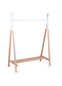 Childhome Kindergarderobe , Wengefarben, Weiß, Naturfarben , Holz , Buche , vollmassiv , 137x107x48 cm , Garderobe, Garderobenständer