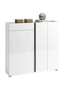 Inosign Xora Schuhschrank , Weiß , Holzwerkstoff , 9 Fächer , 1 Schubladen , 120x115x34 cm , Typenauswahl, stehend , Kleinmöbel