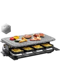 Trisa Electronics Raclette-Grill , Grau, Schwarz , Metall, Kunststoff, Stein , 27x15.5x45.5 cm , RoHS , Temperaturregler, Tragegriff, antihaftbeschichtete Raclette-Pfännchen, abnehmbare Steinplatte, Ein/Aus-Schalter , Kochgeschirr, Tischgrills & Fondues, Raclette-grills