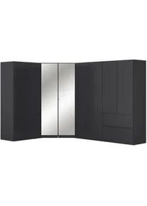 Rauch Möbel Eckkleiderschrank , Grau , Holzwerkstoff , 8 Fächer , 2 Schubladen , 208x197x298 cm , Blauer Engel, Goldenes M, BQ - Bündnis für Qualität, Made in Germany , Schrankfront mit Spiegel , Schlafzimmer, Kleiderschränke, Eckschränke