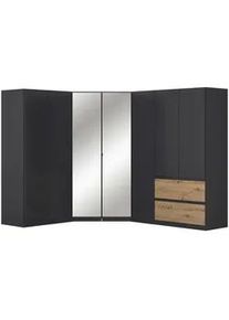 Rauch Möbel Eckkleiderschrank , Grau, Eiche Artisan , Holzwerkstoff , 8 Fächer , 2 Schubladen , 208x197x253 cm , Blauer Engel, Goldenes M, BQ - Bündnis für Qualität, Made in Germany , Schrankfront mit Spiegel , Schlafzimmer, Kleiderschränke, Eckschränke
