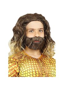 Aquaman Perücke mit Bart für Kinder
