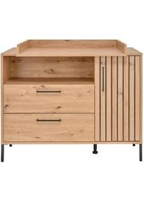 Jimmylee Wickelkommode , Eiche Artisan , Metall , 2 Fächer , 2 Schubladen , 119x91x99 cm , DIN EN ISO 9001 , Holzmöbel, Kommoden Holz, Wickelkommoden Holz