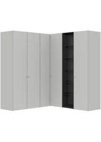 Jutzler Eckkleiderschrank , Schwarz, Hellgrau , Glas, Holzwerkstoff , 8 Fächer , 203x220x199 cm , Typenauswahl, Beimöbel erhältlich, umfangreiches Zubehör erhältlich, in verschiedenen Holzarten erhältlich, in verschiedenen Größen erhältlich, in verschiedenen Holzdekoren erhältlich, individuell planbar , Schlafzimmer, Kleiderschränke, Eckschränke