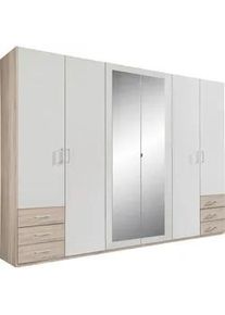 wimex Carryhome Kleiderschrank , Weiß, Eichefarben , Kunststoff , 3 Fächer , 6 Schubladen , 270x208x58 cm , Made in Germany , Schlafzimmer, Komplette Schlafzimmer und Serien, Schlafzimmerserien