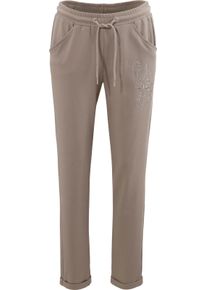 Damen Sweathose mit Bl&uuml;tenstickerei sesam Gr&ouml;&szlig;e 52