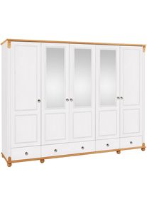 Home Affaire Kleiderschrank »Tessin«, Breite 245 cm, Kiefer massiv, mit Spiegel