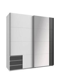 wimex Carryhome Schwebetürenschrank , Graphitfarben, Weiß , Metall , 5 Fächer , 3 Schubladen , 179x198x64 cm , Made in Germany , Typenauswahl, in verschiedenen Größen erhältlich, in verschiedenen Holzdekoren erhältlich , Schlafzimmer, Komplette Schlafzimmer und Serien, Schlafzimmerserien