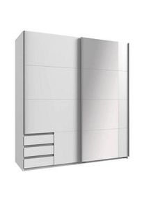 wimex Carryhome Schwebetürenschrank , Weiß , Metall , 5 Fächer , 3 Schubladen , 179x198x64 cm , Made in Germany , Typenauswahl, in verschiedenen Größen erhältlich, in verschiedenen Holzdekoren erhältlich , Schlafzimmer, Komplette Schlafzimmer und Serien, Schlafzimmerserien