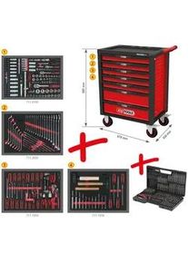 KS Tools RACINGline SCHWARZ/ROT Werkstattwagen mit 7 Schubladen und 515 Premium-Werkzeugen