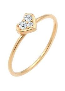 Elli DIAMONDS - Herz Trio Diamant (0.075 ct.)Romantik 585 Gelbgold Ringe Damen