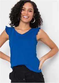 Top met ruches - blauw - maat 36/38 (S) - 100% katoen - bonprix