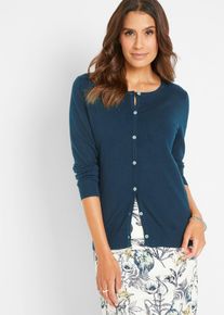 Gebreid vest - blauw - maat 40/42 (M) - met katoen - bonprix
