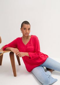 Blouse met lange mouwen en V-hals van vloeiende viscose - rood - maat 44 - viscose - bonprix