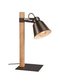 Mendler Xxxl Tischleuchte , Grau, Dunkelbraun , Holz, Metall , 17x46.6x20 cm , Lampen & Leuchten, Innenbeleuchtung, Tischlampen, Tischlampen