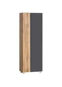 Held Hochschrank , Grau, Eiche Wotan , Holzwerkstoff , 10 Fächer , 65x180x35 cm , Made in Germany , stehend, hängend , Badezimmer, Badmöbel, Hochschränke
