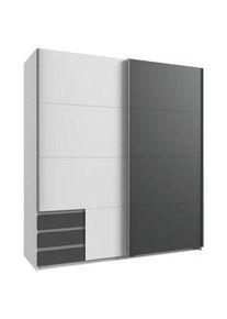 wimex Carryhome Schwebetürenschrank , Graphitfarben, Weiß , Metall , 5 Fächer , 3 Schubladen , 179x198x64 cm , Made in Germany , Typenauswahl, in verschiedenen Größen erhältlich, in verschiedenen Holzdekoren erhältlich , Schlafzimmer, Komplette Schlafzimmer und Serien, Schlafzimmerserien