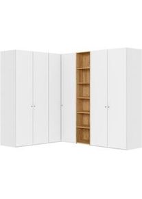 Jutzler Eckkleiderschrank , Weiß, Eichefarben , Holz, Holzwerkstoff , Eiche , furniert , 7 Fächer , 242x220x209 cm , Typenauswahl, Beimöbel erhältlich, umfangreiches Zubehör erhältlich, in verschiedenen Holzarten erhältlich, in verschiedenen Größen erhältlich, in verschiedenen Holzdekoren erhältlich, individuell planbar , Schlafzimmer, Kleiderschränke, Eckschränke