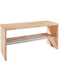 Linea Natura Schuhbank , Buchefarben , Holz, Metall , Kernbuche , 81x40.5x30 cm , Holzmöbel, Garderobe Holz, Schuhregale Holz