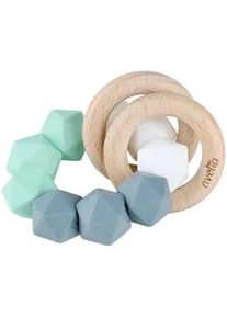 Avelia BEIßRING , Grau, Weiß, Mintgrün, Kernbuche , Holz, Kunststoff, Textil , Buche , massiv , 7x3.3x7 cm , unisex , BPA-frei, Fsc, Reach, EN 71 , Pflegen, Schnuller & Beissringe