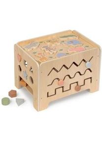 Musterkind Motorikspiel , Naturfarben , Holz, Textil , 32x32x42 cm , EN 71, Ce , Spielzeug, Holzspielzeug