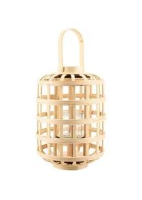 Ambia Home Laterne , Naturfarben , Holz, Glas, Naturmaterialien , Pappel, Rattan , vollmassiv , Uni , rund , 23.5x34.5 cm , Glaseinsatz , Dekoration, Laternen & Windlichter, Laternen