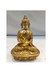 Ambia Home Skulptur , Goldfarben , Metall , Buddha , Buddha , 8x17x12 cm , Kunsthandwerk, sitzend, zum Stellen , Dekoration, Dekofiguren & Skulpturen, Skulpturen