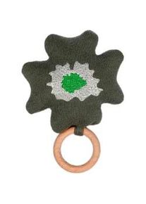 Avelia Rassel , Grün , Holz, Textil , Buche , vollmassiv , Füllung: Baumwollfüllung , 10x10 cm , Oeko-Tex® Made IN Green , Rassel, bio , Spielzeug, Babyspielzeug, Greiflinge & Rasseln