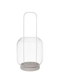 Ambia Home Laterne , Grau , Metall, Glas , Uni , rund , 29 cm , Dekoration, Laternen & Windlichter, Laternen