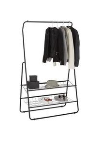 CARRYHOME Garderobenständer , Schwarz , Metall , 93x159x47 cm , Schuhablage , Wohnzimmer, Kleinmöbel