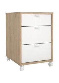 Inosign Mid.you Rollcontainer , Weiß, Eichefarben , Metall , Holzoptik , 3 Schubladen , 40.8x60.8x48.2 cm , Büromöbel, Schreibtischcontainer, Rollcontainer