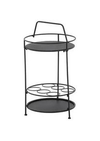 siena GARDEN Gartenbeistelltisch , Schwarz , Metall , rund , 74 cm , Flaschenfach , Gartenmöbel, Gartentische, Garten-beistelltische