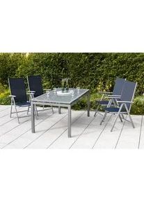 Merxx Gardenson Gartenklappsessel-Set , Dunkelblau , Metall, Textil , Uni , 57x108x65 cm , klappbar, inklusive Armlehnen , Gartenmöbel, Gartensessel, Gartenklappstühle