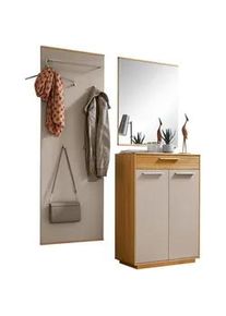 Xxxl Garderobe , Taupe, Eichefarben , Holz, Holzwerkstoff , 3-teilig , Eiche , furniert, massiv , 145x195x37 cm , Goldenes M, Made in Germany, DGM-Klimapakt , Garderobe, Garderoben-Sets & Garderoben-Serien