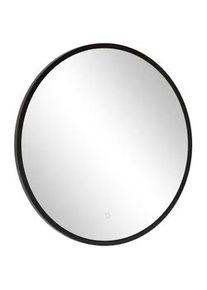 Held Badezimmerspiegel , Schwarz , Metall, Glas , rund , 60x60x3 cm , Made in Germany , Badezimmer, Badezimmerspiegel, Badspiegel