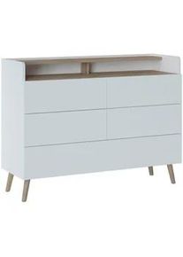 Inosign Livetastic Highboard , Weiß, Eichefarben , Holzwerkstoff , Buche , 5 Schubladen , 119.8x90.1x41.7 cm , Kleinmöbel, Kommoden, Highboards
