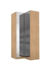 Rauch Möbel Eckkleiderschrank , Silberfarben, Sonoma Eiche , Holzwerkstoff , 7 Fächer , 100x229x102 cm , Blauer Engel, Goldenes M, BQ - Bündnis für Qualität, Made in Germany, DIN EN ISO 50001 , Schrankfront mit Spiegel , Schlafzimmer, Kleiderschränke, Eckschränke