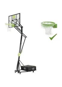 EXIT Toys Basketballkorb Dunkring , Grün, Schwarz , Metall, Kunststoff , 117x365x220 cm , EN 71 , höhenverstellbar, Standfuß mit Rollen , Freizeit & Co, Sport & Fitness, Fitnessgeräte & Zubehör, Weitere Fitnessgeräte