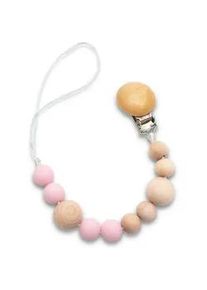 Jimmylee Schnullerkette , Rosa, Weiß, Kernbuche , Holz, Metall, Kunststoff, Textil , Buche , massiv , 22 cm , BPA-frei, Reach , Spielzeug, Holzspielzeug