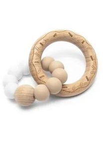 Jimmylee BEIßRING , Weiß, Kernbuche , Holz, Kunststoff, Textil , Buche , massiv , 7x3x9 cm , BPA-frei, Fsc, Reach, EN 71 , Pflegen, Schnuller & Beissringe