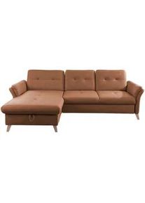 Sit & More Sit & More Ecksofa , Cognac , Textil , Buche , massiv , L-Form , 268x176 cm , Made in Eu , Schlafen auf Sitzhöhe, Rücken echt , Wohnzimmer, Sofas & Couches, Wohnlandschaften, Ecksofas