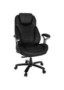 hjh OFFICE Mid.you Chefsessel , Schwarz , Leder , Kombination Echtleder/Lederlook , Drehkreuz , 73x138x85 cm , Sitzfläche 360° drehbar, ergonomische Rückenlehne , Büromöbel, Bürostühle, Chefsessel