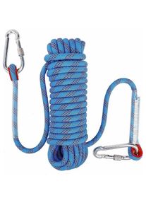 Corde d'escalade avec Mousqueton de Sécurité Statique 12mm Corde d'alpinisme Polyester Sauvetage pour Randonnée Alpinisme Montagne 10M