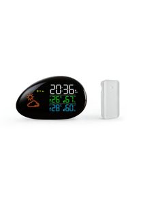 Station Météo Radio Pilotée avec Capteur Extérieure et Intérieure, Température, Prévisions Météo, Humidité, Ecran Couleur LED, Horloge, Reveil